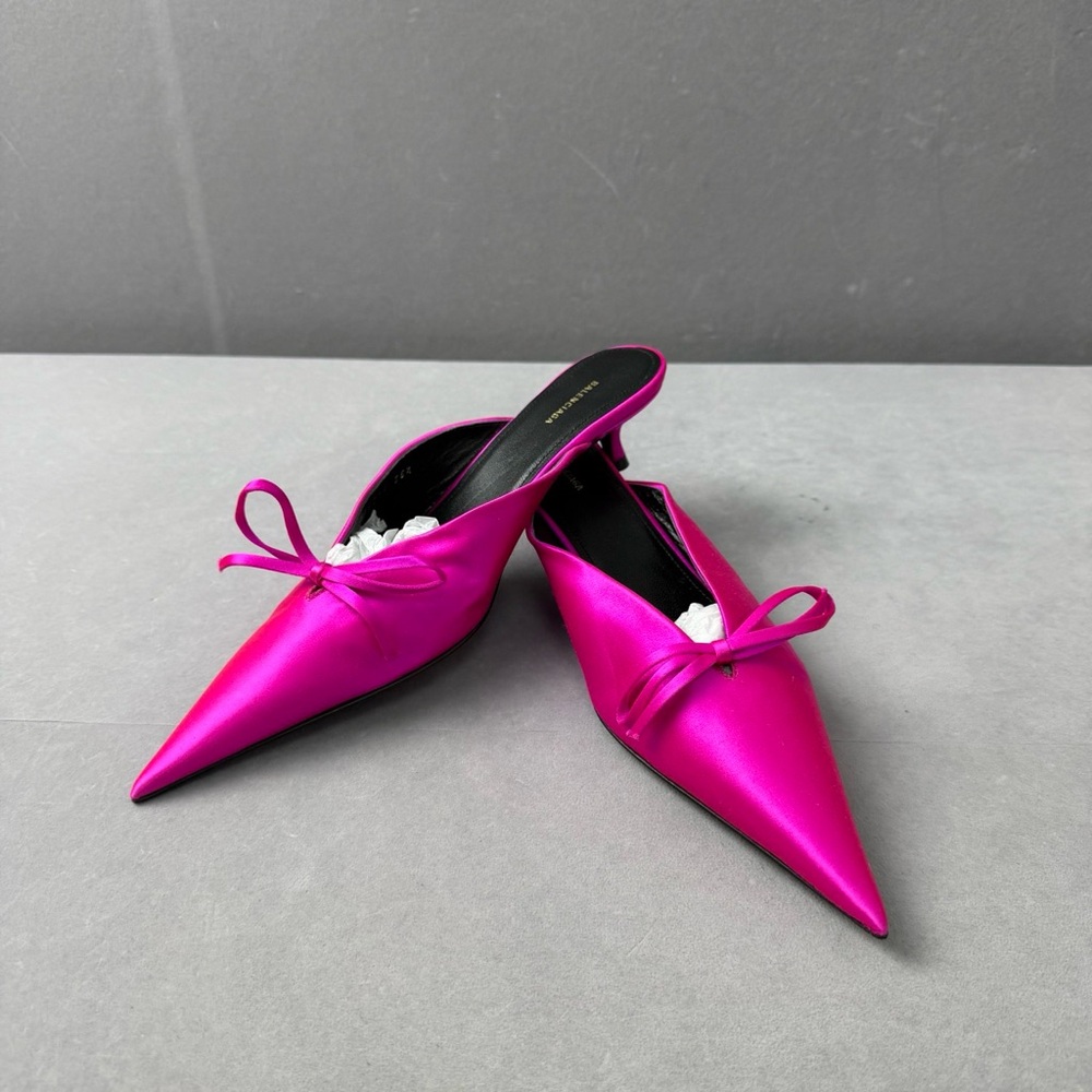 🚩steal authentic Balenciaga Pink Mules with Bow Detail